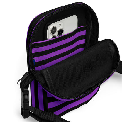 Girls Purple & Black Striped Halloween Crossbody Purse