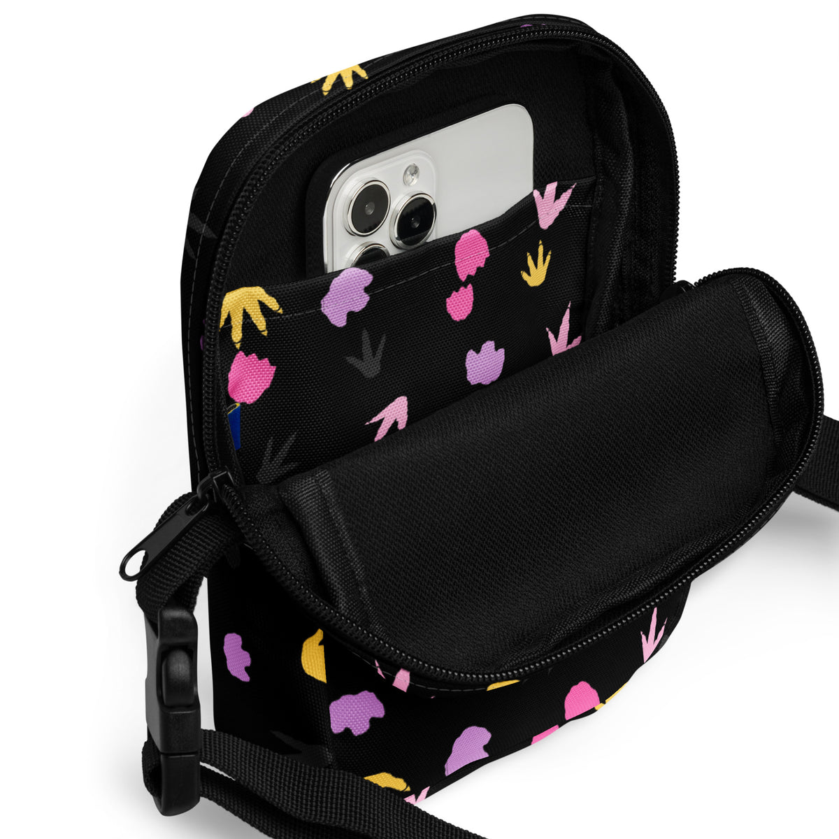 Girls Colorful Dinosaur Footprints Crossbody Bag – Water Resistant Mini Purse With Adjustable Strap & Pockets