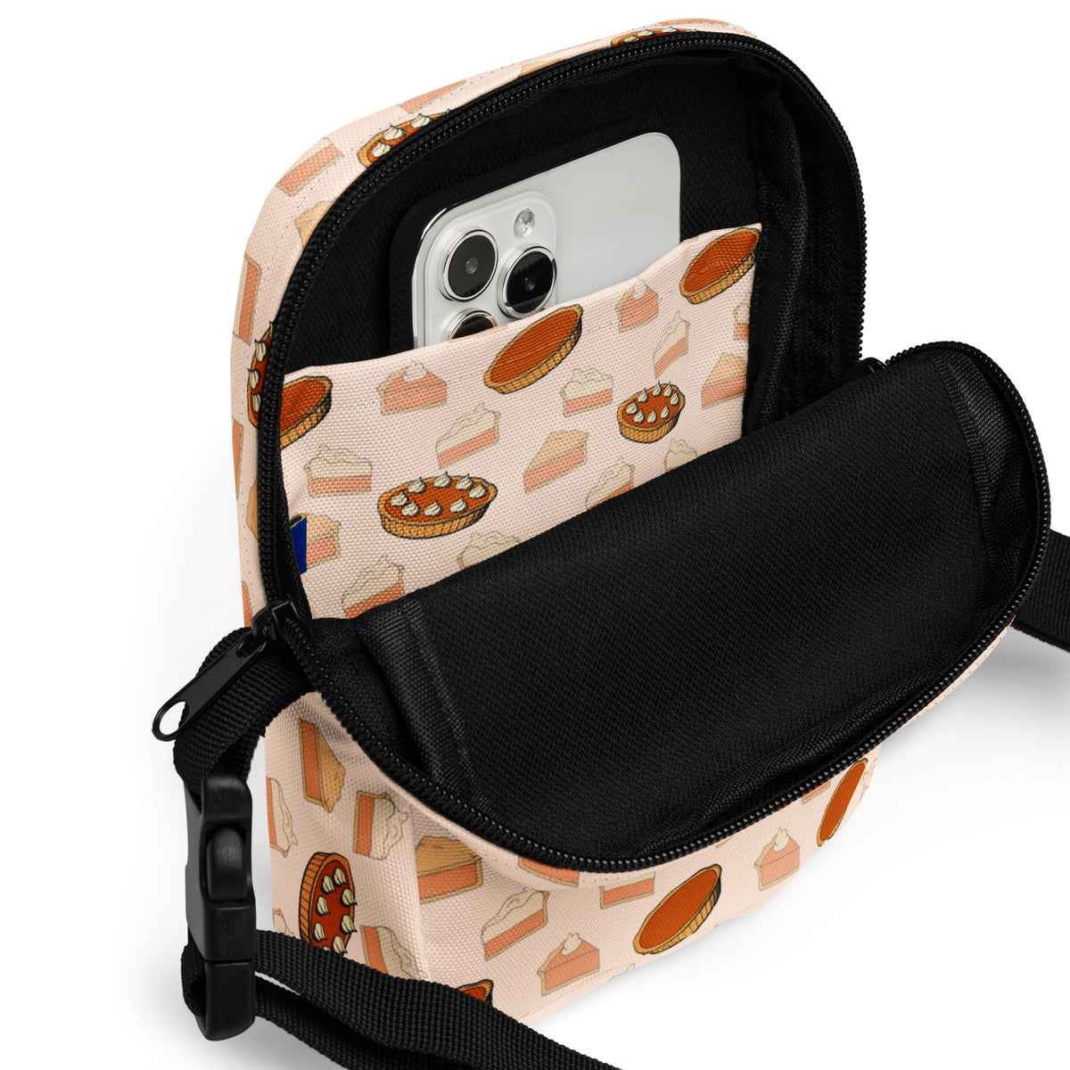 Pumpkin Pie Thanksgiving Crossbody Bag – Water Resistant Mini Purse With Adjustable Strap & Pockets