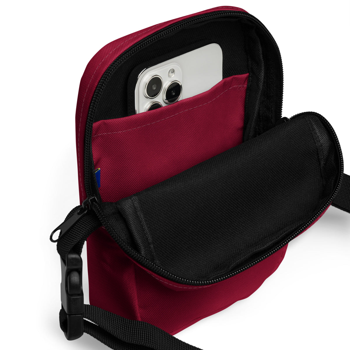 Dark Red Crossbody Bag – Water Resistant Mini Purse With Adjustable Strap & Pockets