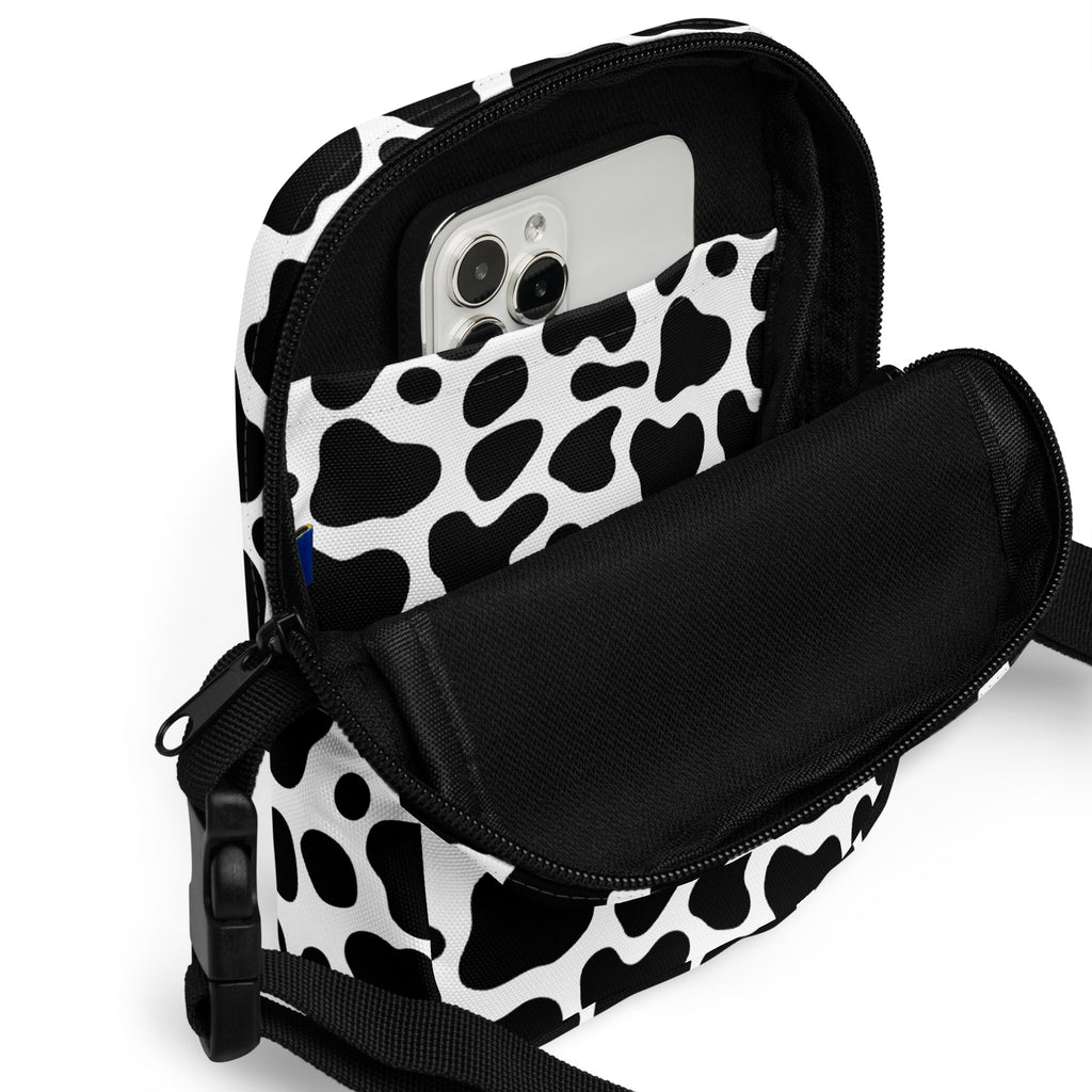 Cow Print Crossbody Bag – Water Resistant Mini Purse With Adjustable Strap & Pockets