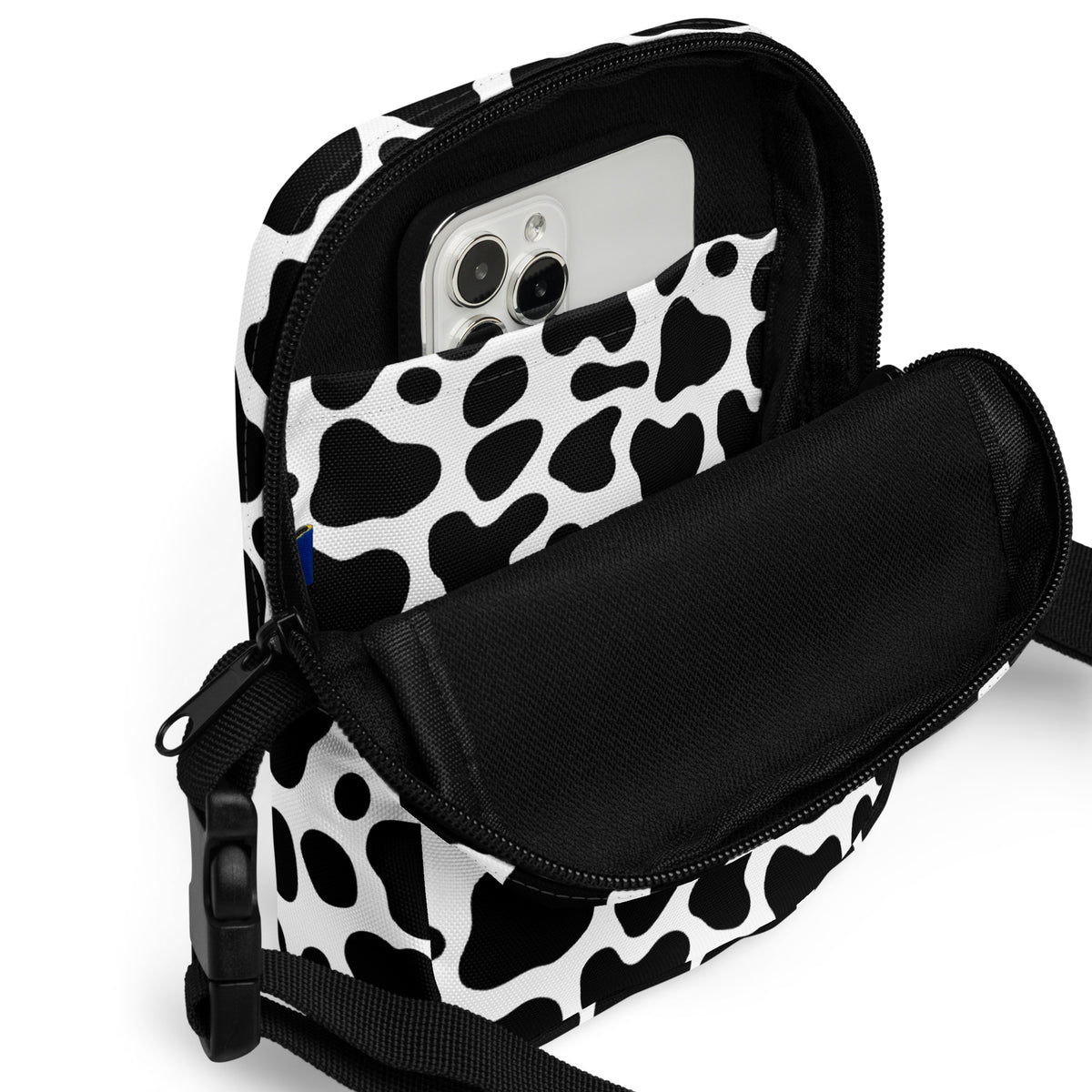 Cow Print Crossbody Bag – Water Resistant Mini Purse With Adjustable Strap & Pockets