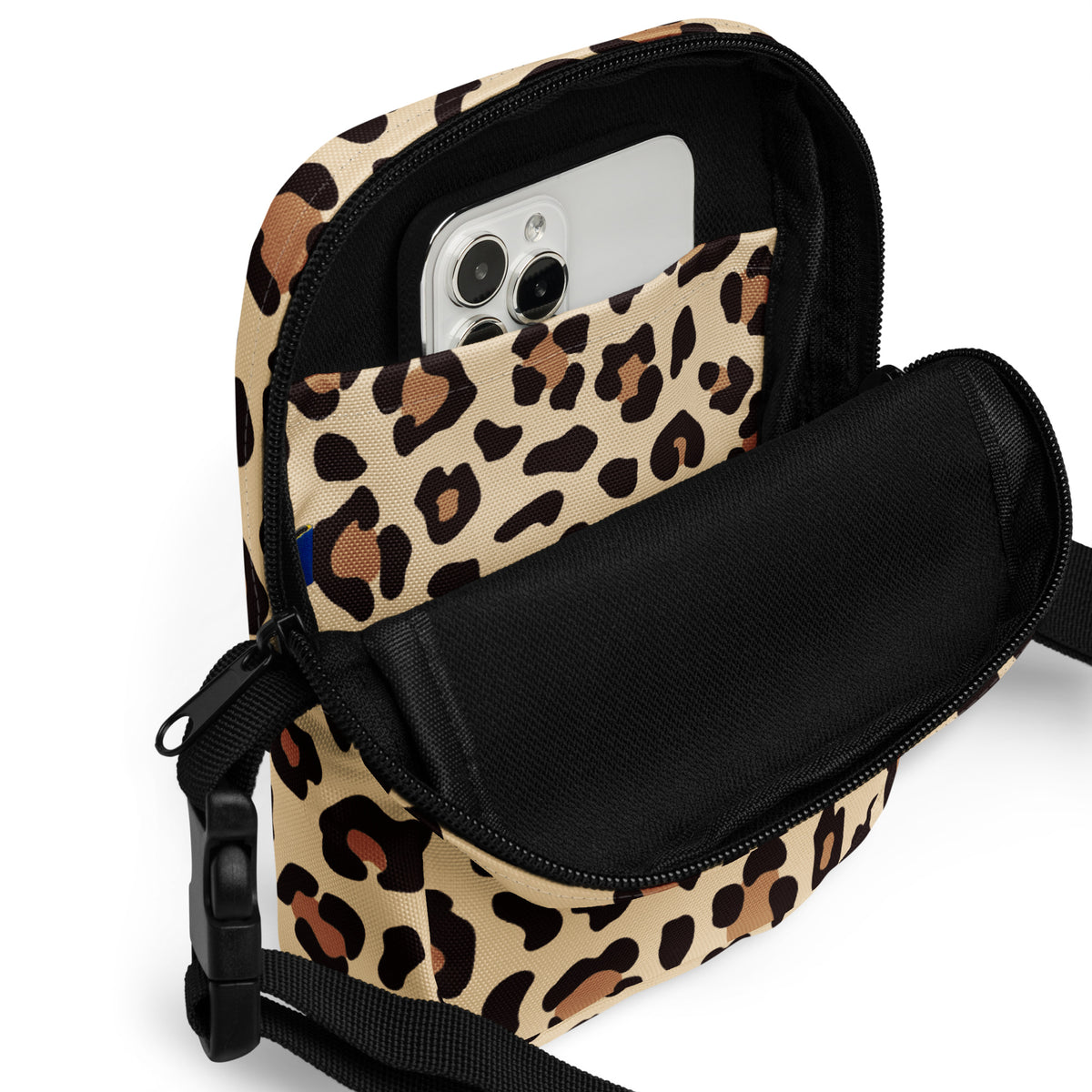 Leopard Print Crossbody Bag – Water Resistant Mini Purse With Adjustable Strap & Pockets