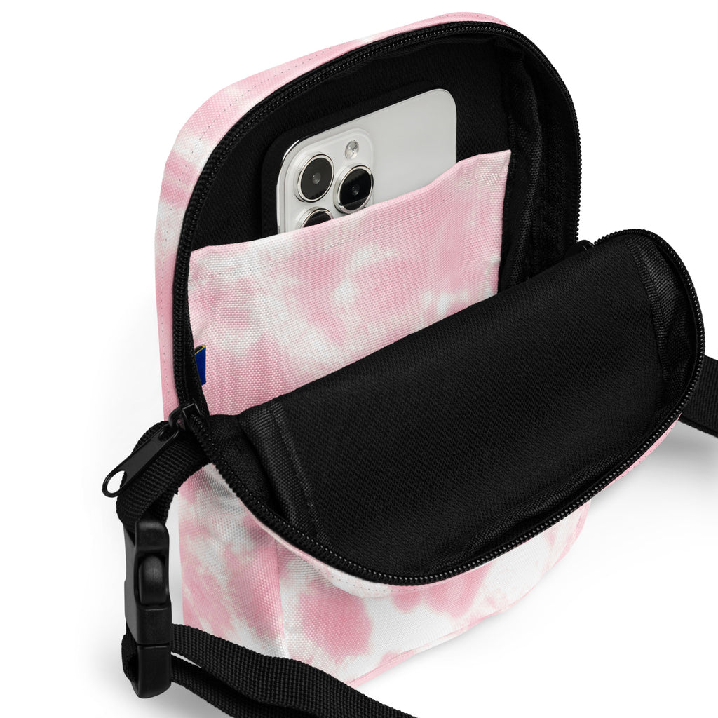 Pink Tie Dye Crossbody Bag – Water Resistant Mini Purse With Adjustable Strap & Pockets