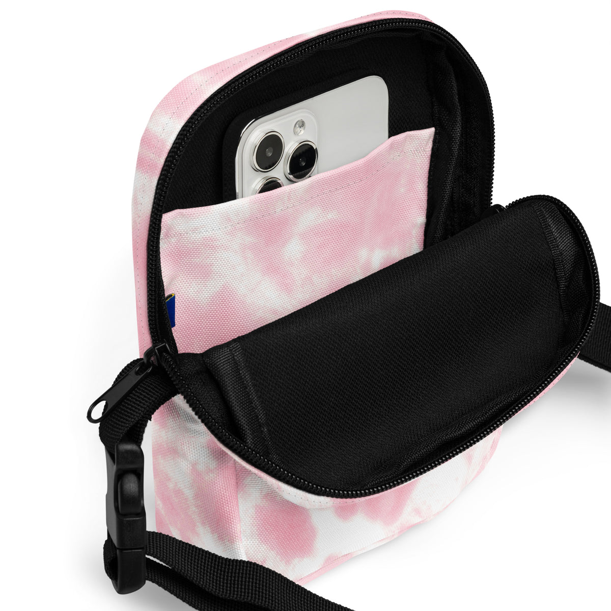 Pink Tie Dye Crossbody Bag – Water Resistant Mini Purse With Adjustable Strap & Pockets