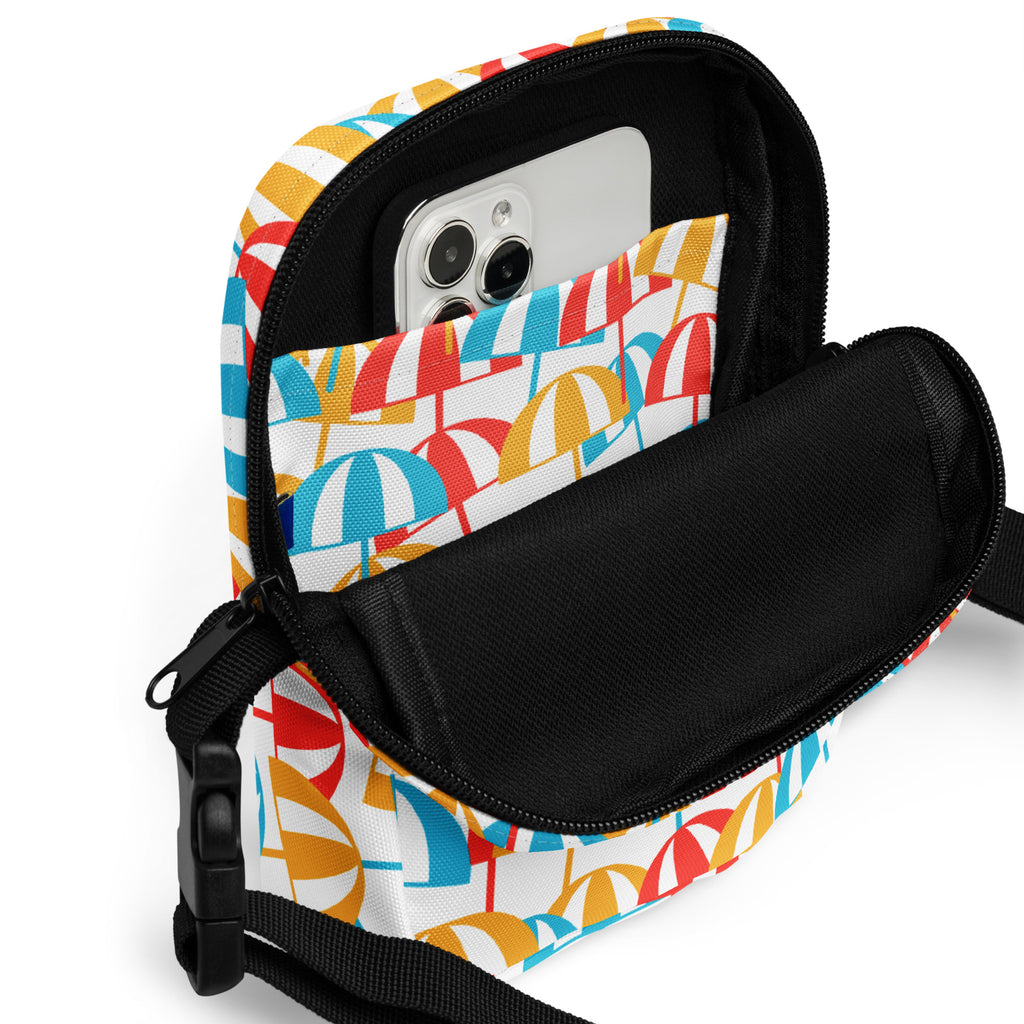 Colorful Beach Umbrella Crossbody Bag – Water Resistant Mini Purse With Adjustable Strap & Pockets