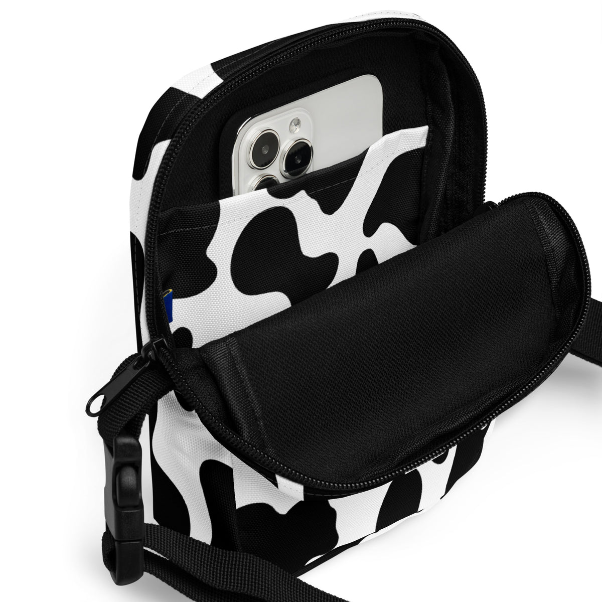 Cow Print Crossbody Bag – Water Resistant Mini Purse With Adjustable Strap & Pockets