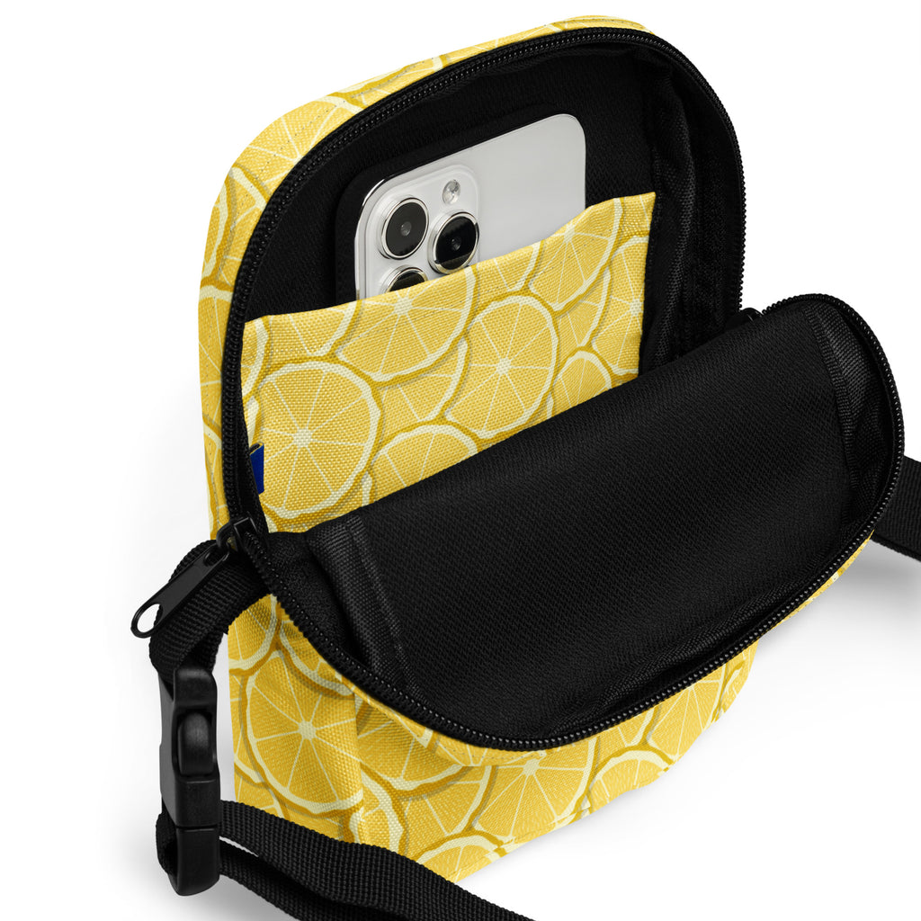 Lemon Slice Crossbody Bag – Water Resistant Mini Purse With Adjustable Strap & Pockets