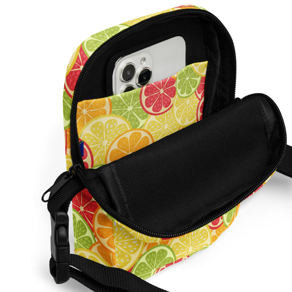 Citrus Fruit Slices Crossbody Bag – Water Resistant Mini Purse With Adjustable Strap & Pockets