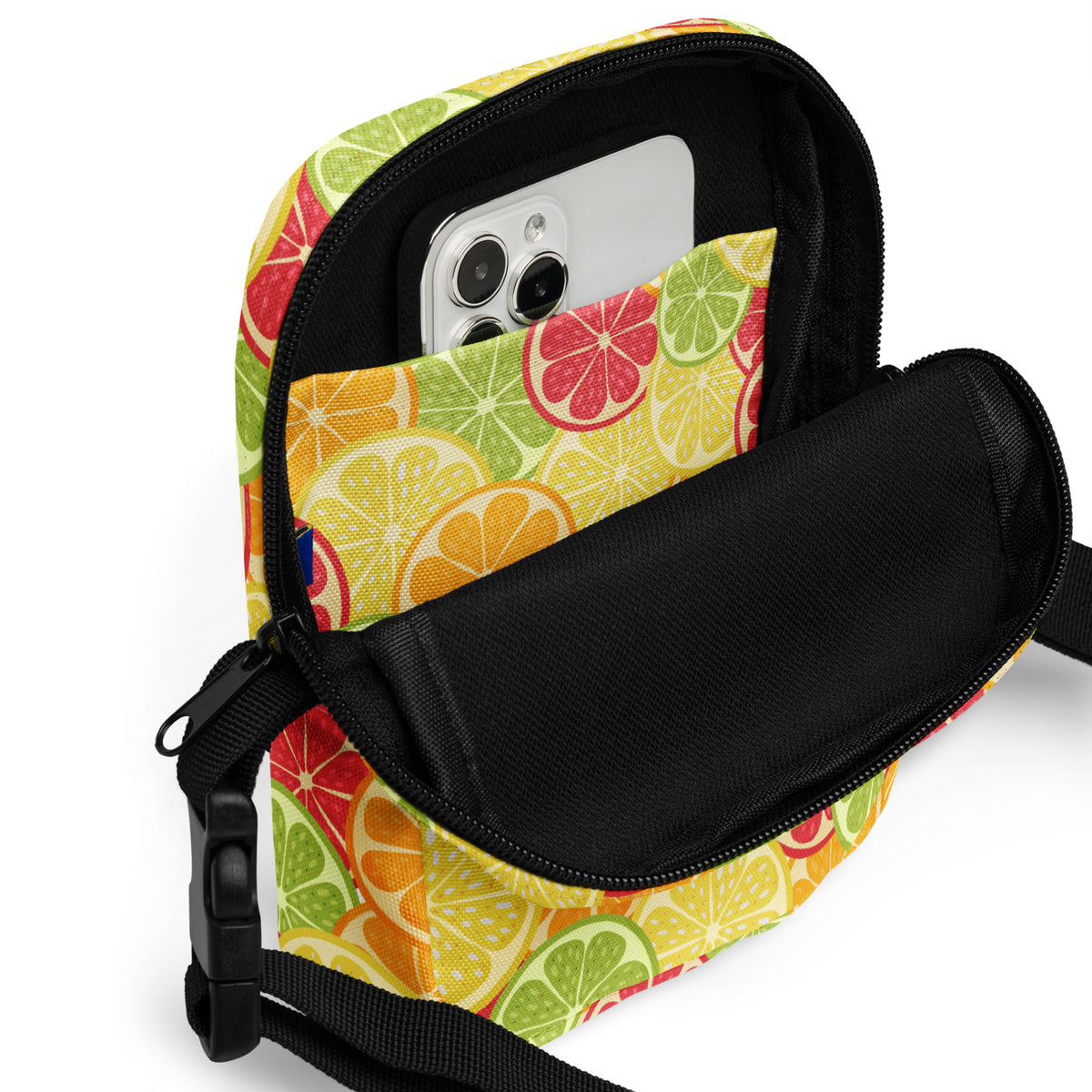 Citrus Fruit Slices Crossbody Bag – Water Resistant Mini Purse With Adjustable Strap & Pockets