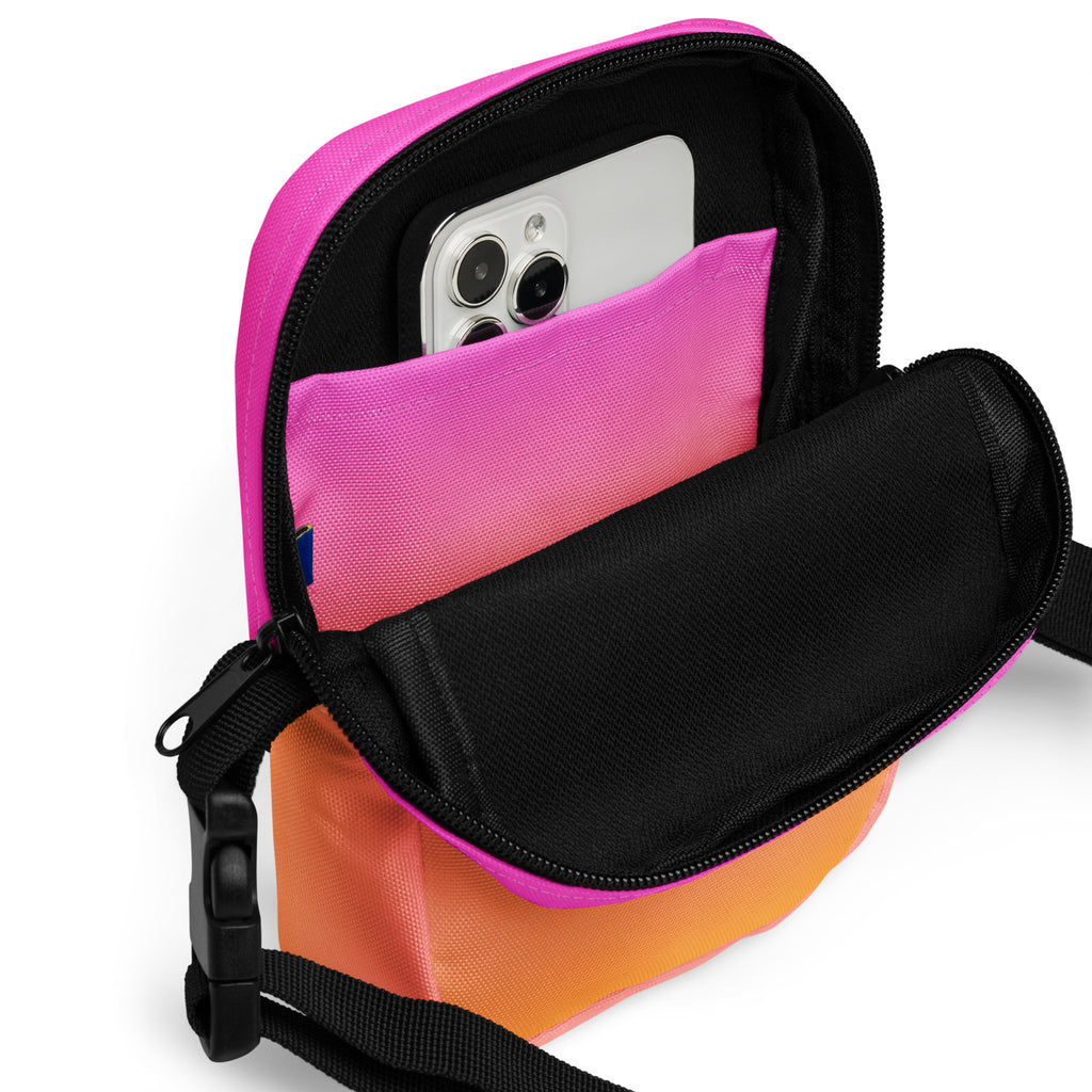 Sunset Ombre Crossbody Bag – Water Resistant Mini Purse With Adjustable Strap & Pockets