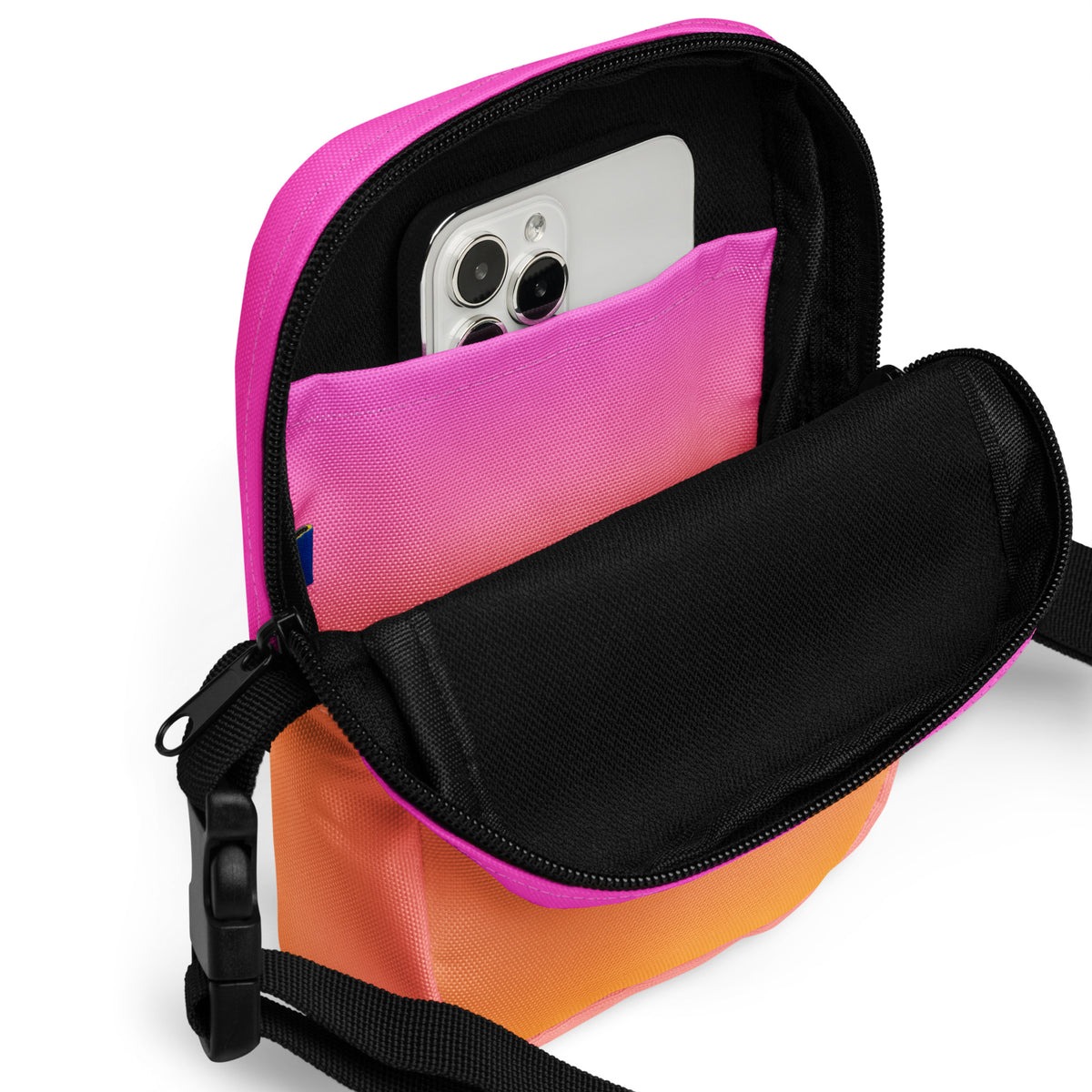 Sunset Ombre Crossbody Bag – Water Resistant Mini Purse With Adjustable Strap & Pockets