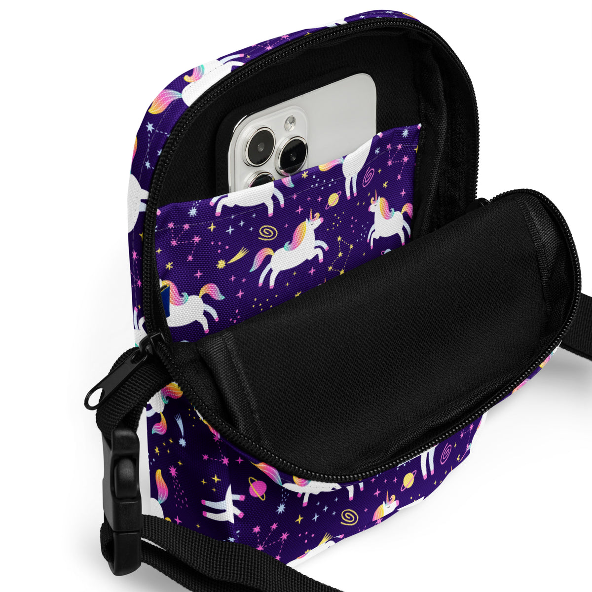 Girls Purple Unicorn Crossbody Bag – Water Resistant Mini Purse With Adjustable Strap & Pockets