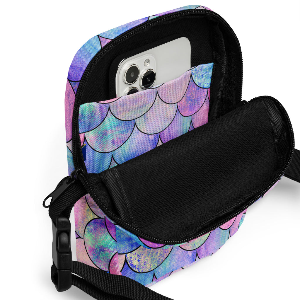 Pastel Mermaid Crossbody Bag – Water Resistant Mini Purse With Adjustable Strap & Pockets