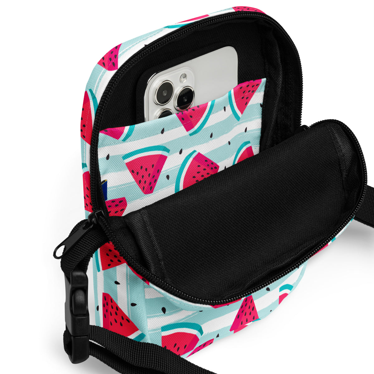Watermelon Stripe Crossbody Bag – Water Resistant Mini Purse With Adjustable Strap & Pockets