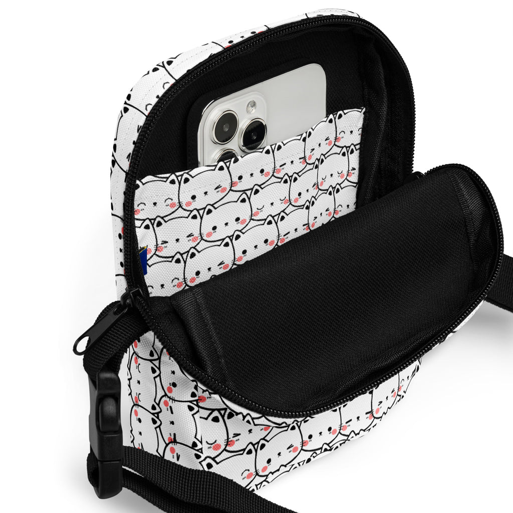 Cat Print Crossbody Bag – Water Resistant Mini Purse With Adjustable Strap & Pockets