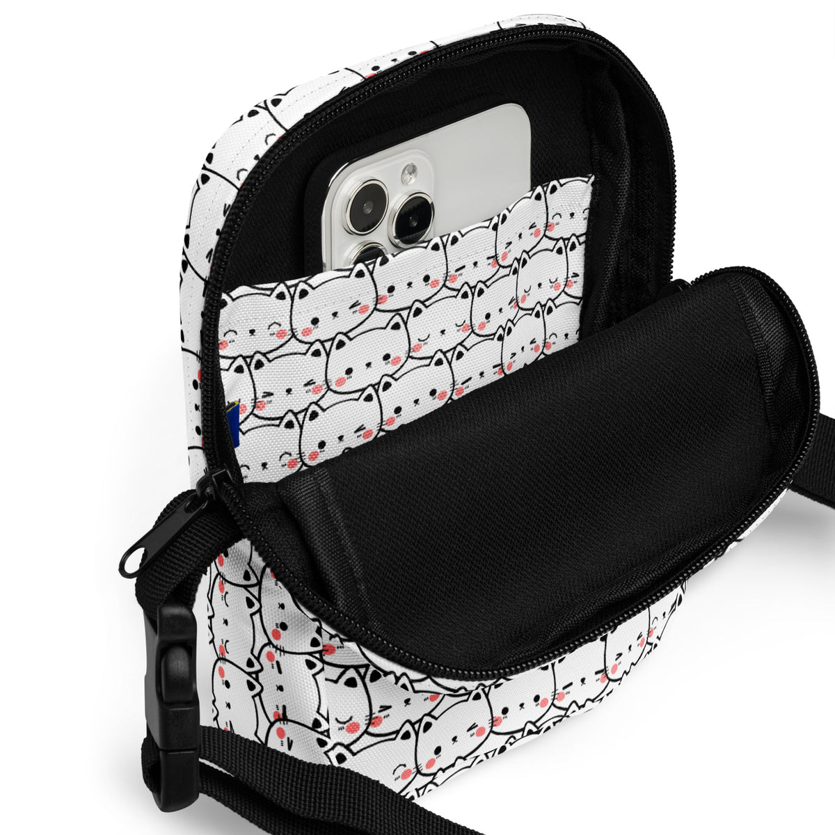 Cat Print Crossbody Bag – Water Resistant Mini Purse With Adjustable Strap & Pockets