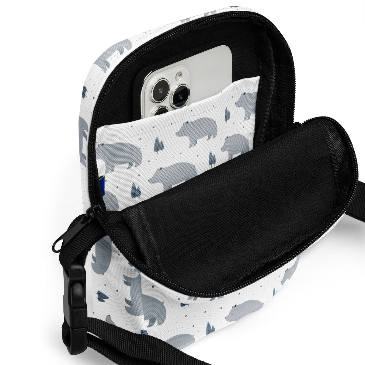 Girls Gray Bear Crossbody Bag – Water Resistant Mini Purse With Adjustable Strap & Pockets