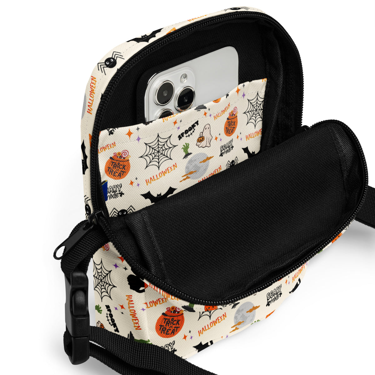 Girls Halloween Icons Crossbody Bag – Water Resistant Mini Purse With Adjustable Strap & Pockets
