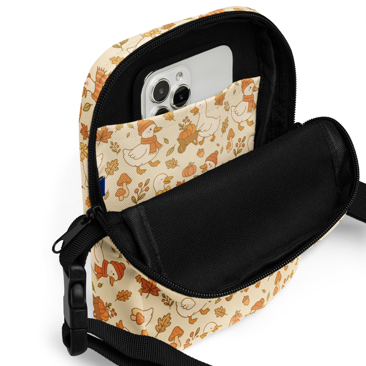 Fall Goose Crossbody Bag – Water Resistant Mini Purse With Adjustable Strap & Pockets