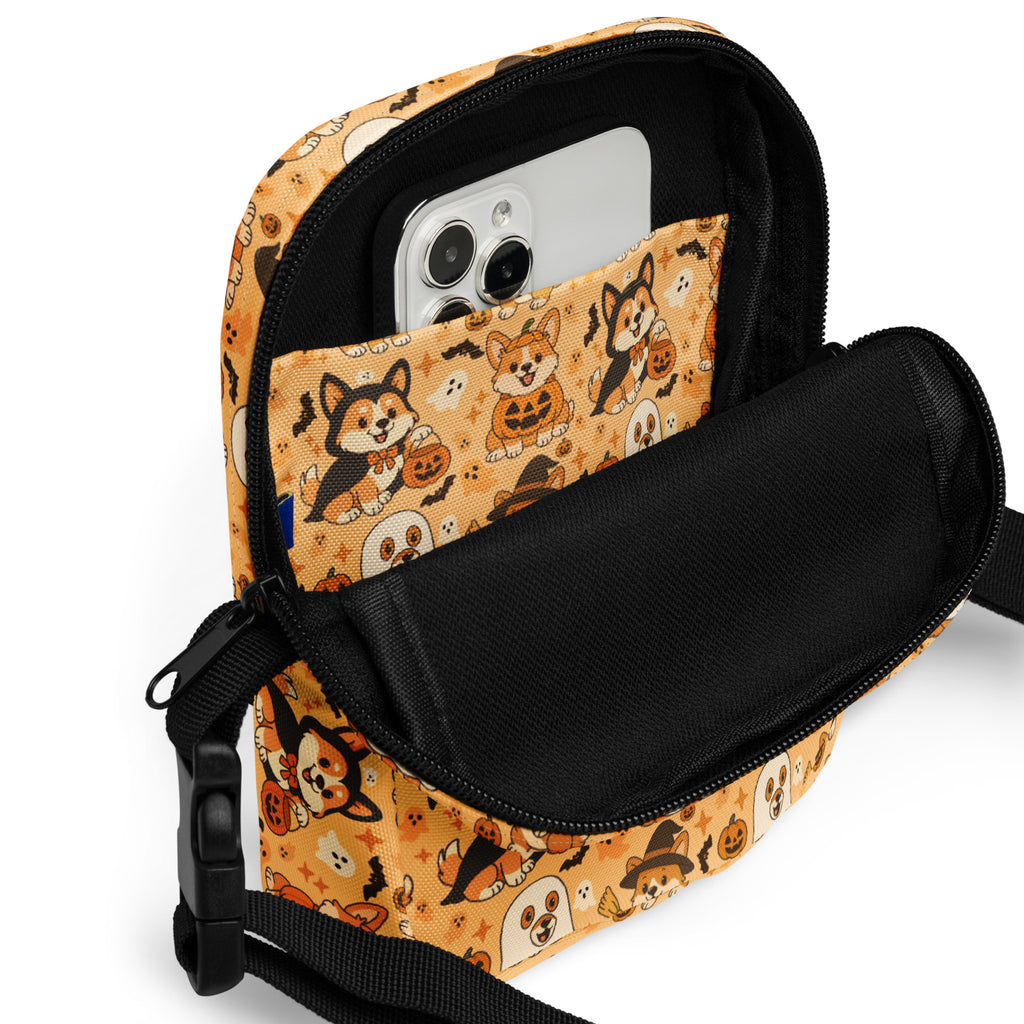 Halloween Corgi Dog Crossbody Bag – Water Resistant Mini Purse With Adjustable Strap & Pockets