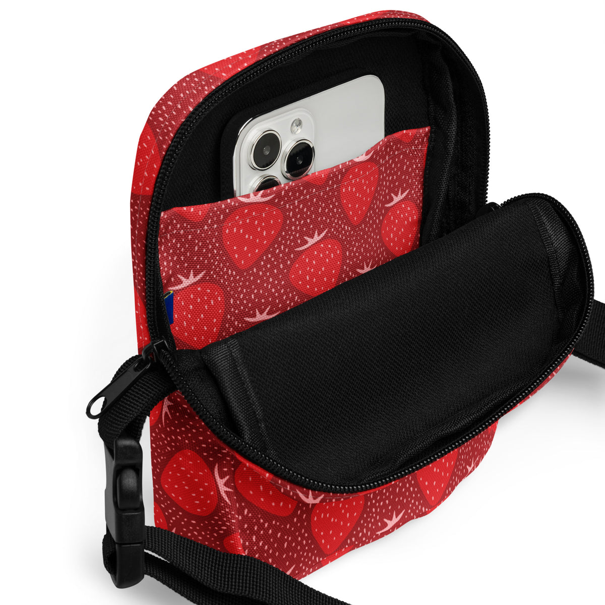 Red Strawberry Crossbody Bag – Water Resistant Mini Purse With Adjustable Strap & Pockets