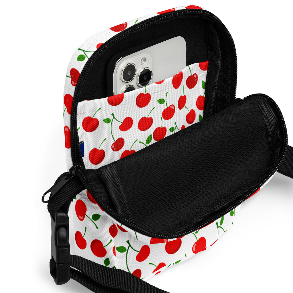 Red Cherry Crossbody Bag – Water Resistant Mini Purse With Adjustable Strap & Pockets