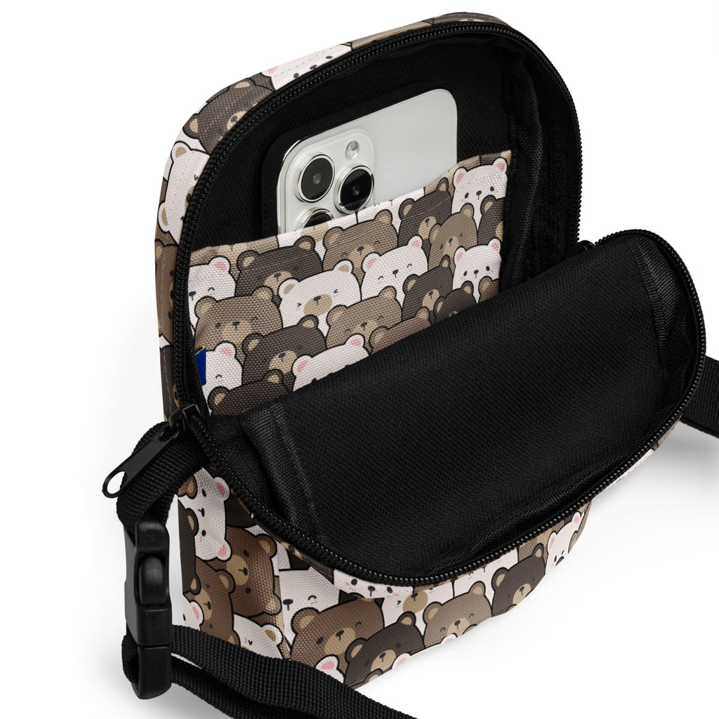 Bear Face Crossbody Bag – Water Resistant Mini Purse With Adjustable Strap & Pockets