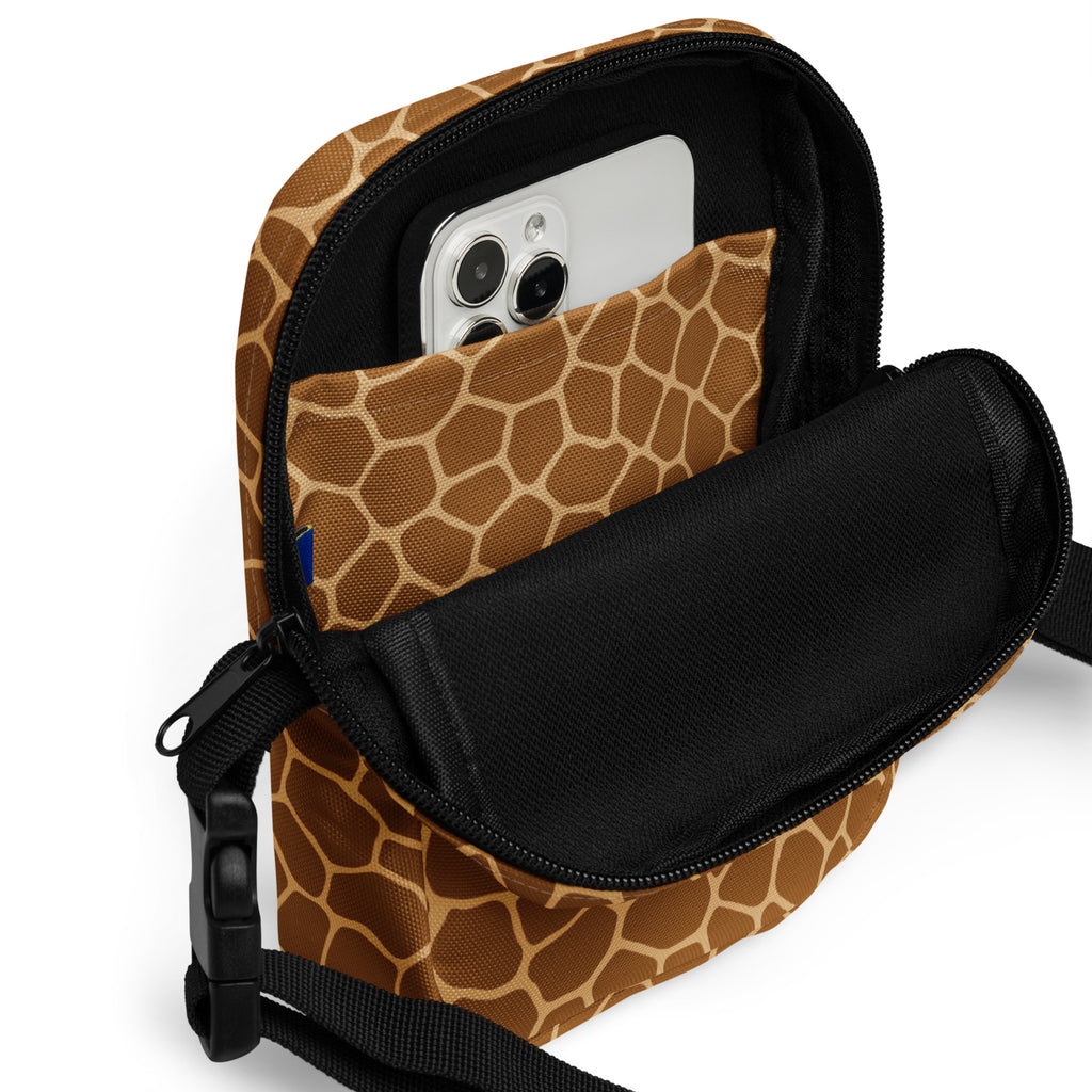 Giraffe Print Crossbody Bag – Water Resistant Mini Purse With Adjustable Strap & Pockets