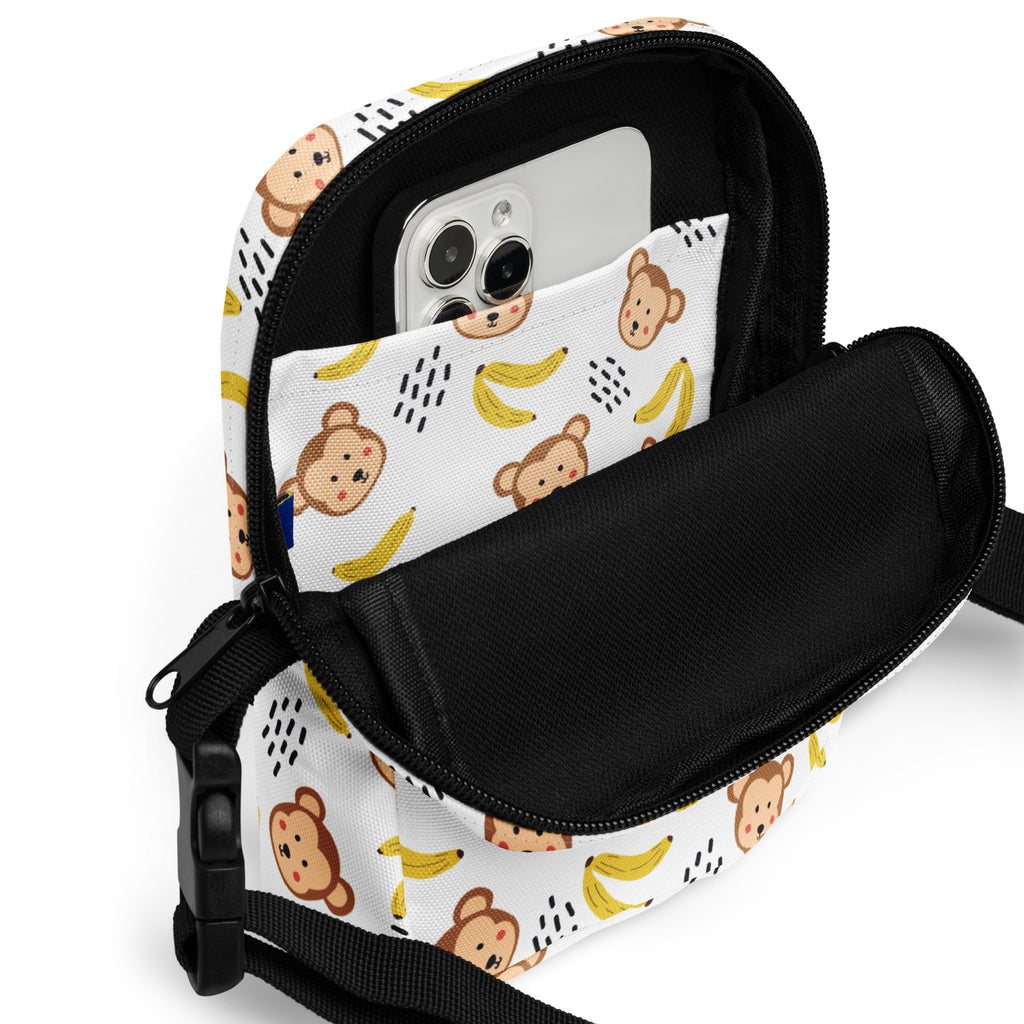 Girls Monkey Banana Crossbody Bag – Water Resistant Mini Purse With Adjustable Strap & Pockets