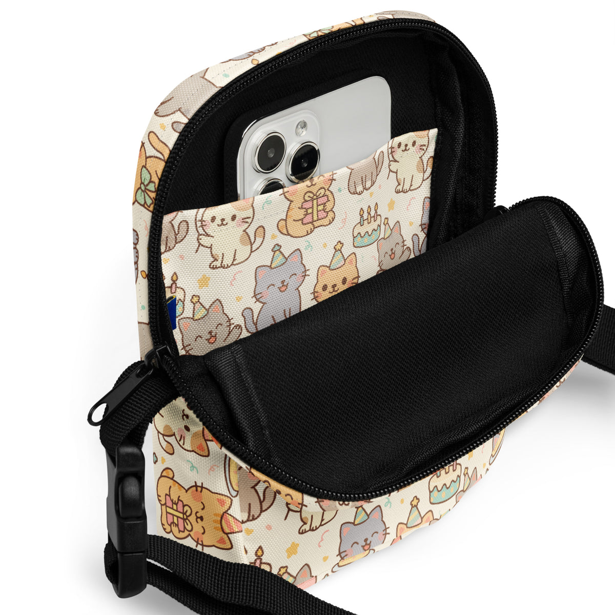 Girls Kitten Birthday Crossbody Bag – Water Resistant Mini Purse With Adjustable Strap & Pockets