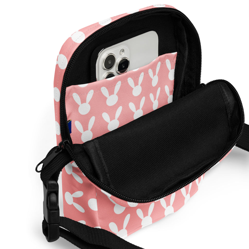 Pink Bunny Crossbody Bag – Water Resistant Mini Purse With Adjustable Strap & Pockets