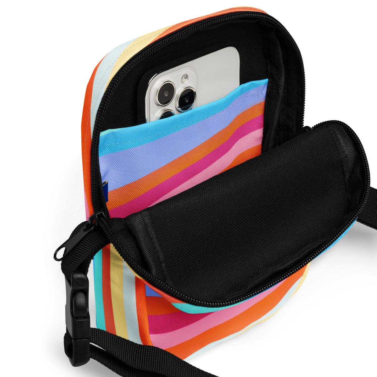 Colorful Sand Striped Crossbody Bag – Water Resistant Mini Purse With Adjustable Strap & Pockets