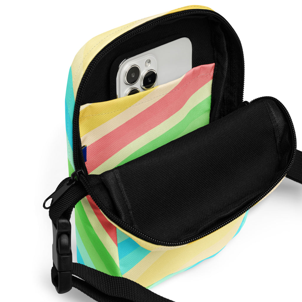 Girls Summer Beach Stripe Crossbody Bag – Water Resistant Mini Purse With Adjustable Strap & Pockets