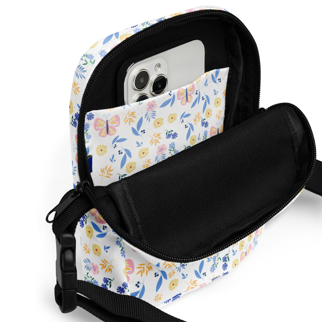Butterfly Floral Crossbody Bag – Water Resistant Mini Purse With Adjustable Strap & Pockets