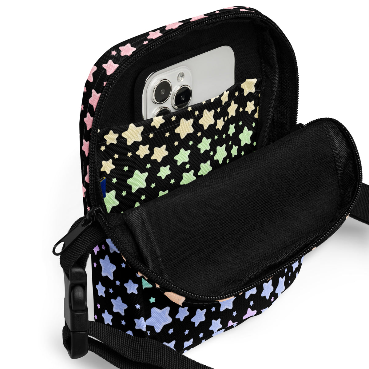 Girls Pastel Rainbow Star Crossbody Bag – Water Resistant Mini Purse With Adjustable Strap & Pockets