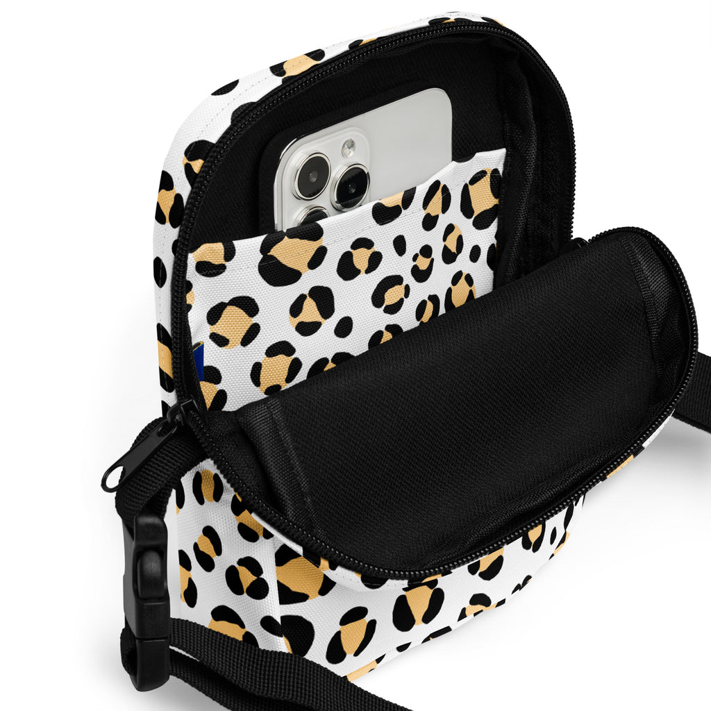 Yellow Spotted Leopard Crossbody Bag – Water Resistant Mini Purse With Adjustable Strap & Pockets