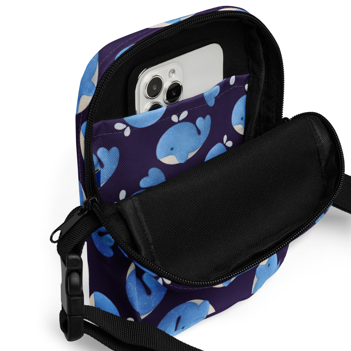 Girls Blue Whale Crossbody Bag – Water Resistant Mini Purse With Adjustable Strap & Pockets