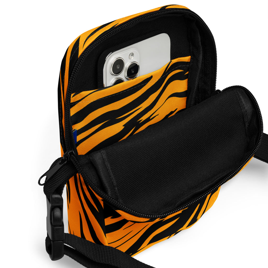 Tiger Stripe Crossbody Bag – Water Resistant Mini Purse With Adjustable Strap & Pockets