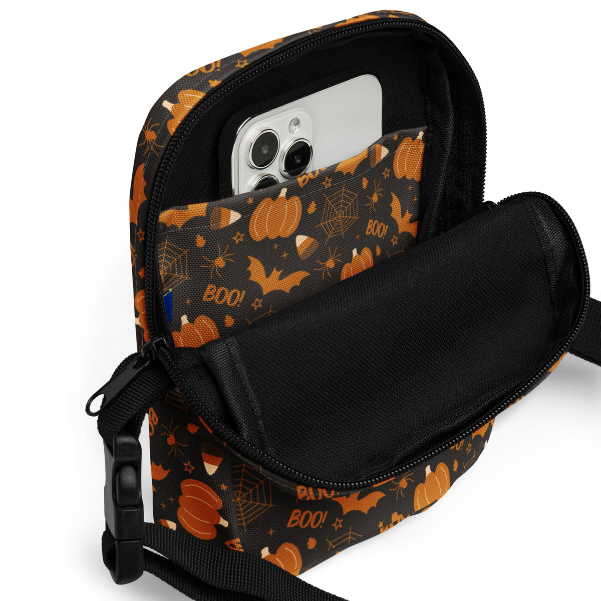 Dark Orange Halloween Crossbody Bag – Water Resistant Mini Purse With Adjustable Strap & Pockets