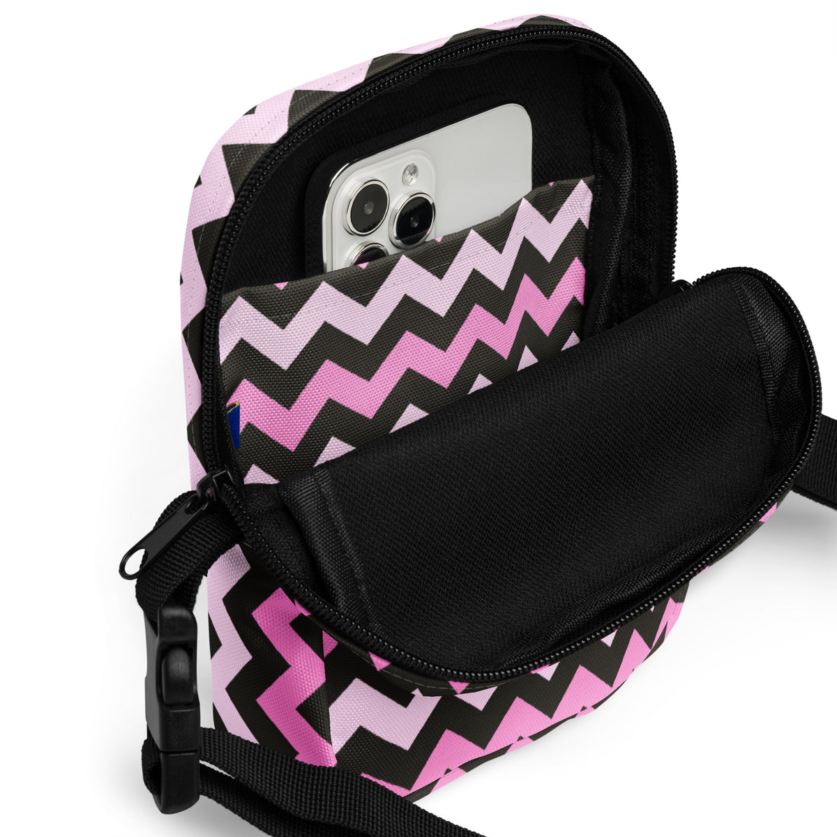 Girls Pink Chevron Crossbody Bag – Water Resistant Mini Purse With Adjustable Strap & Pockets