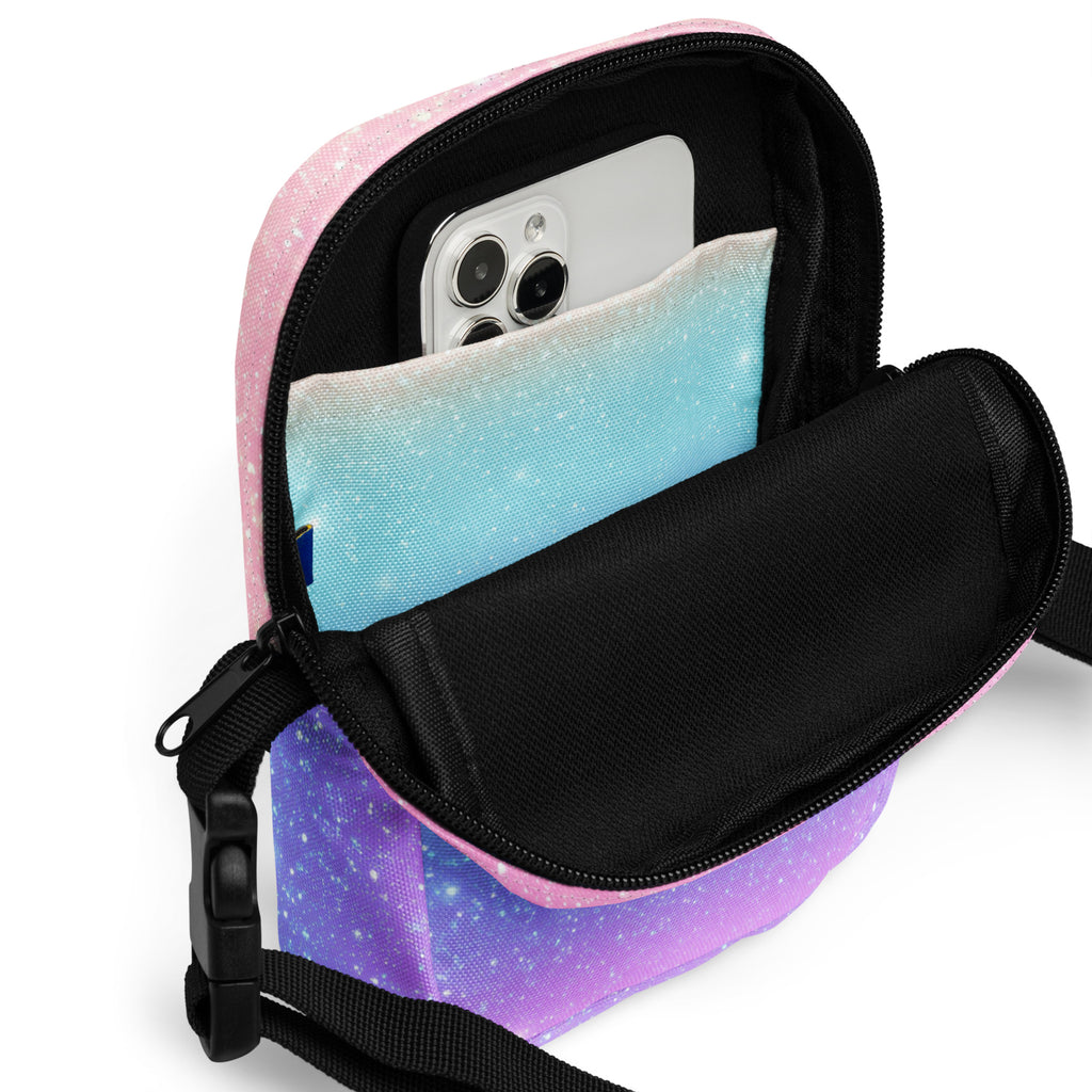 Faux Sparkle Effect Crossbody Bag – Water Resistant Mini Purse With Adjustable Strap & Pockets