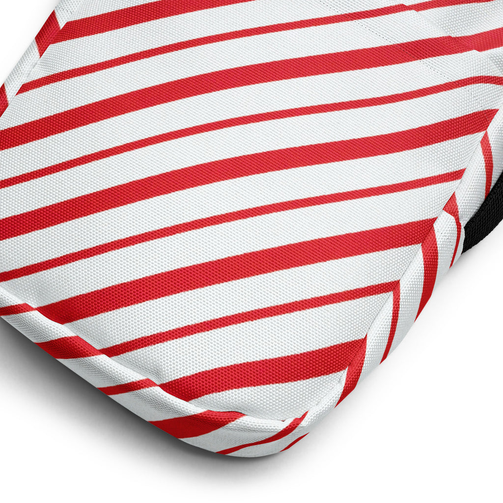Girls candy cane stripe christmas crossbody purse with red and white striped outdoor woven fabric cushion texture