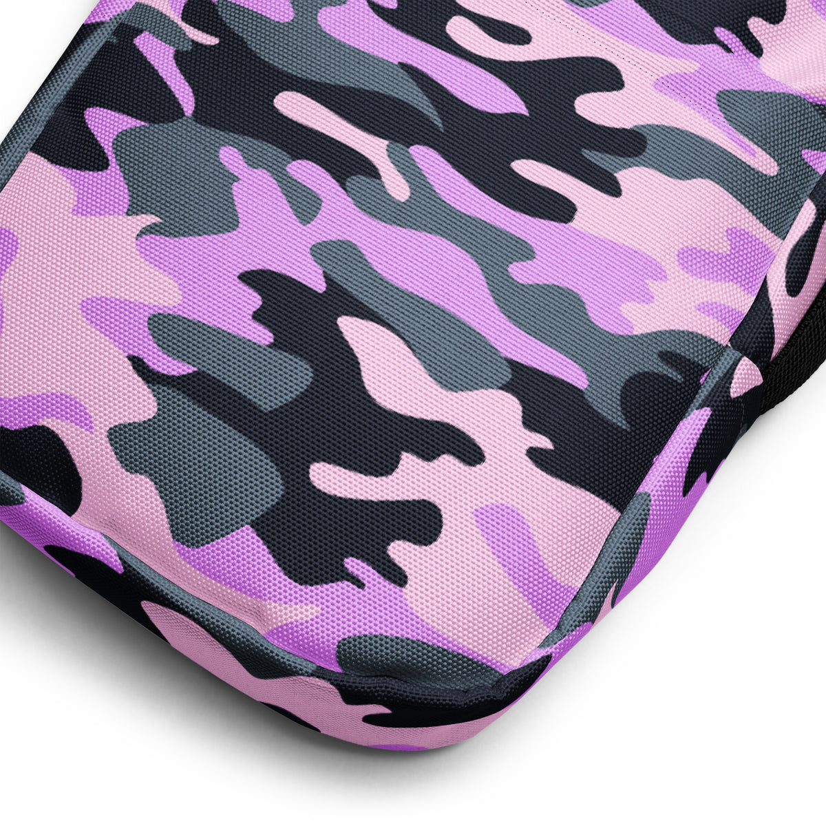 Purple Camouflage Crossbody Bag – Water Resistant Mini Purse With Adjustable Strap & Pockets