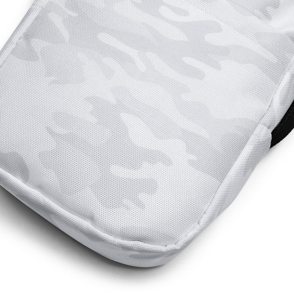 White Camouflage Crossbody Bag – Water Resistant Mini Purse With Adjustable Strap & Pockets