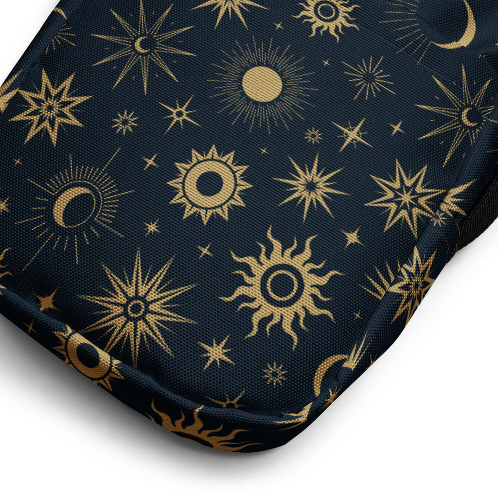 Celestial Sun & Moon Crossbody Bag – Water Resistant Mini Purse With Adjustable Strap & Pockets