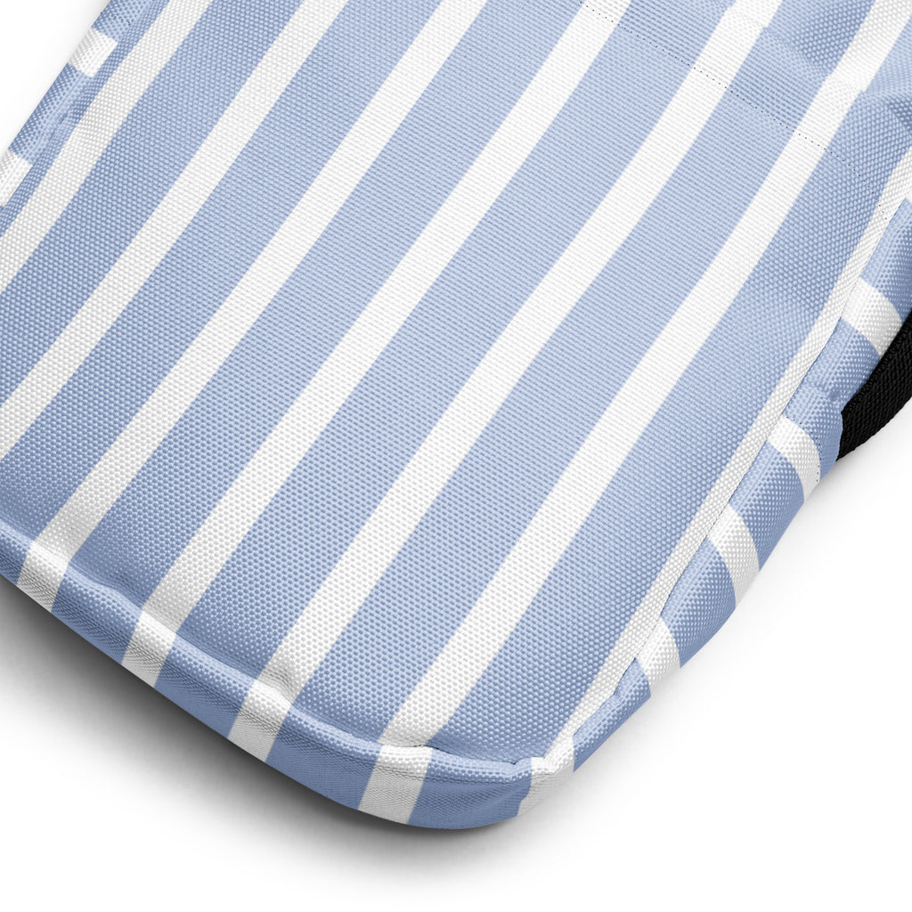 Light Blue Striped Crossbody Bag – Water Resistant Mini Purse With Adjustable Strap & Pockets