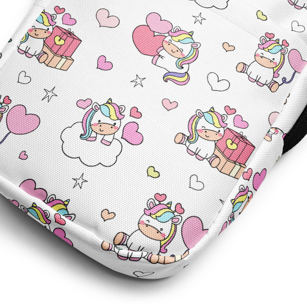 Girls Unicorn Hearts Crossbody Bag – Water Resistant Mini Purse With Adjustable Strap & Pockets