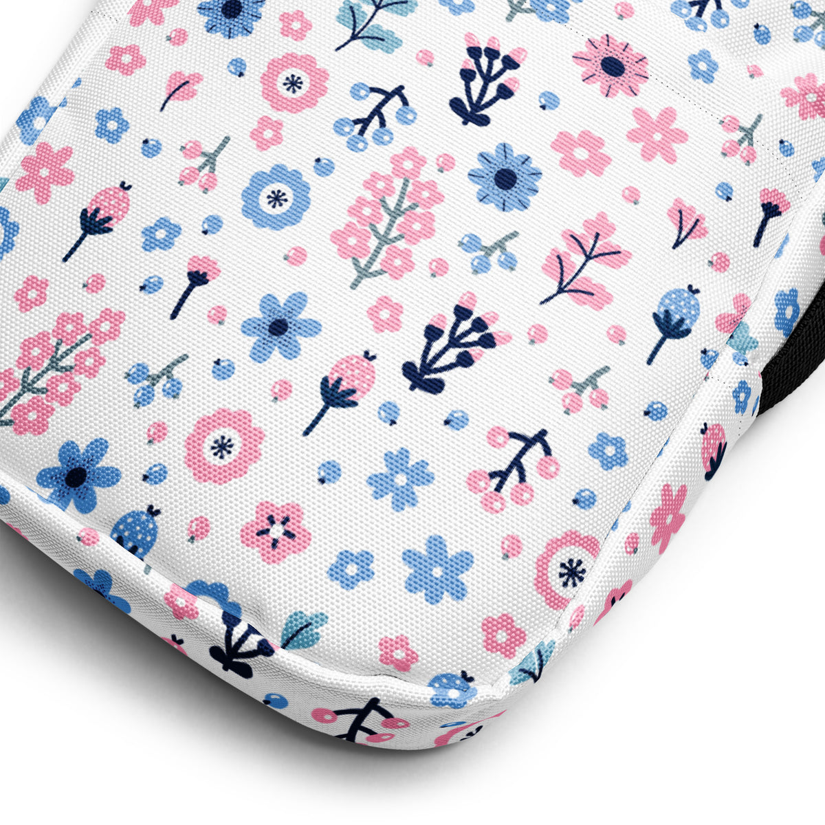 Pink & Blue Floral Crossbody Bag – Water Resistant Mini Purse With Adjustable Strap & Pockets
