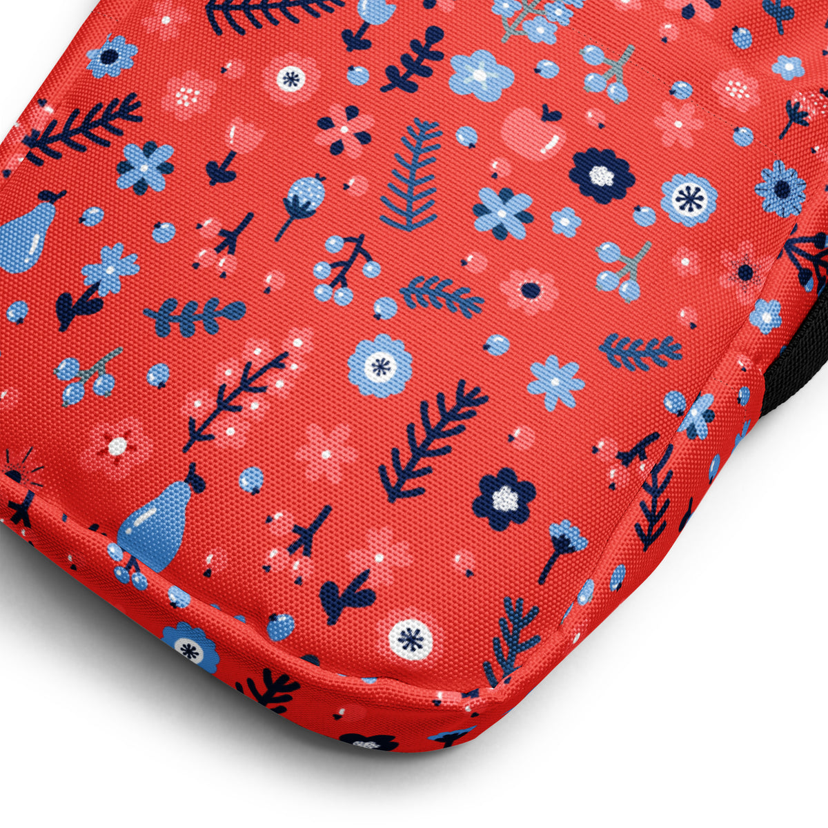 Red Floral Crossbody Bag – Water Resistant Mini Purse With Adjustable Strap & Pockets